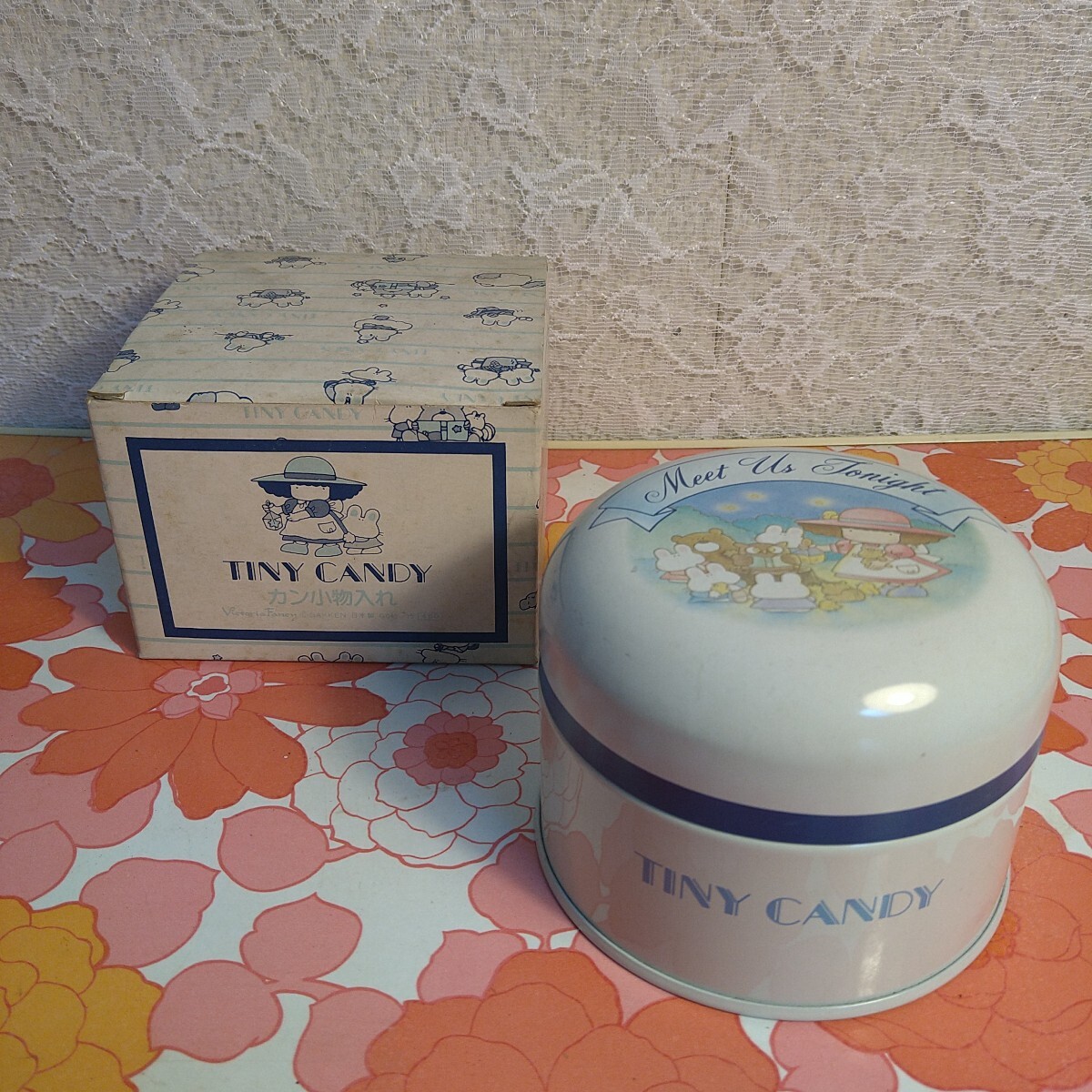 昭和レトロ ファンシー雑貨 ヴィクトリアファンシー TINY CANDY タイニーキャンディ ブリキ製 缶 当時物 貴重 希少 レア 未使用 美品