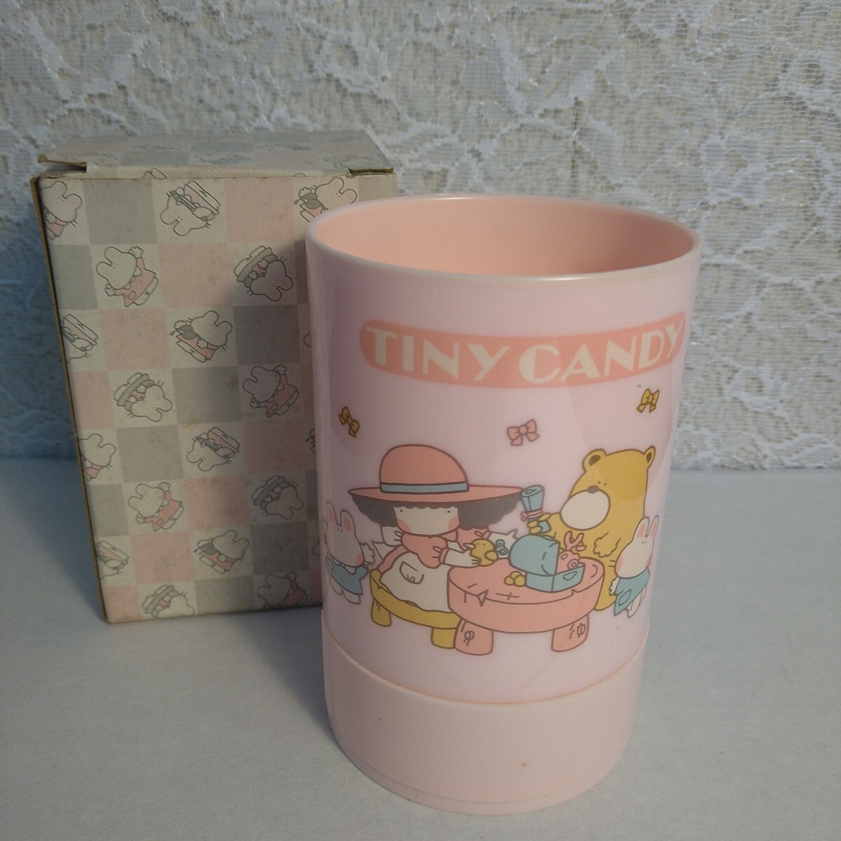 昭和レトロ ファンシー雑貨 ヴィクトリアファンシー TINY CANDY タイニーキャンディ メイク筆 ペン立て 当時物 貴重 希少 レア 未使用 美品
