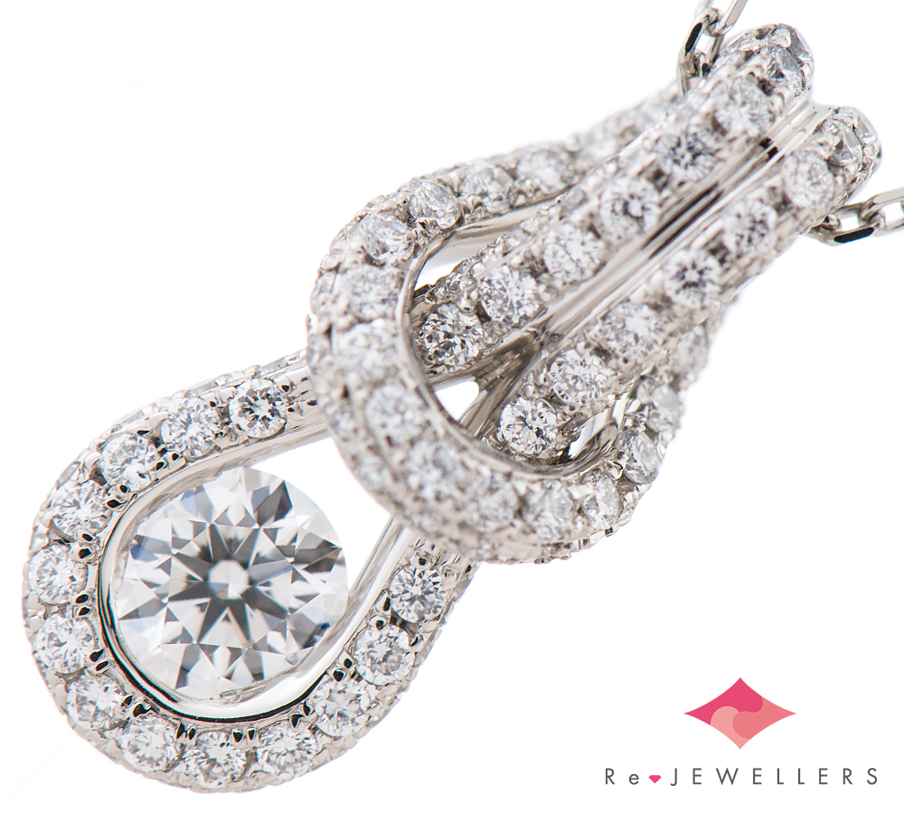 フォーエバーマーク エンコルディア ダイヤモンド0.30ct ダイヤモンド 計0.40ct プラチナ900 ペンダント・ネックレス【中古】
