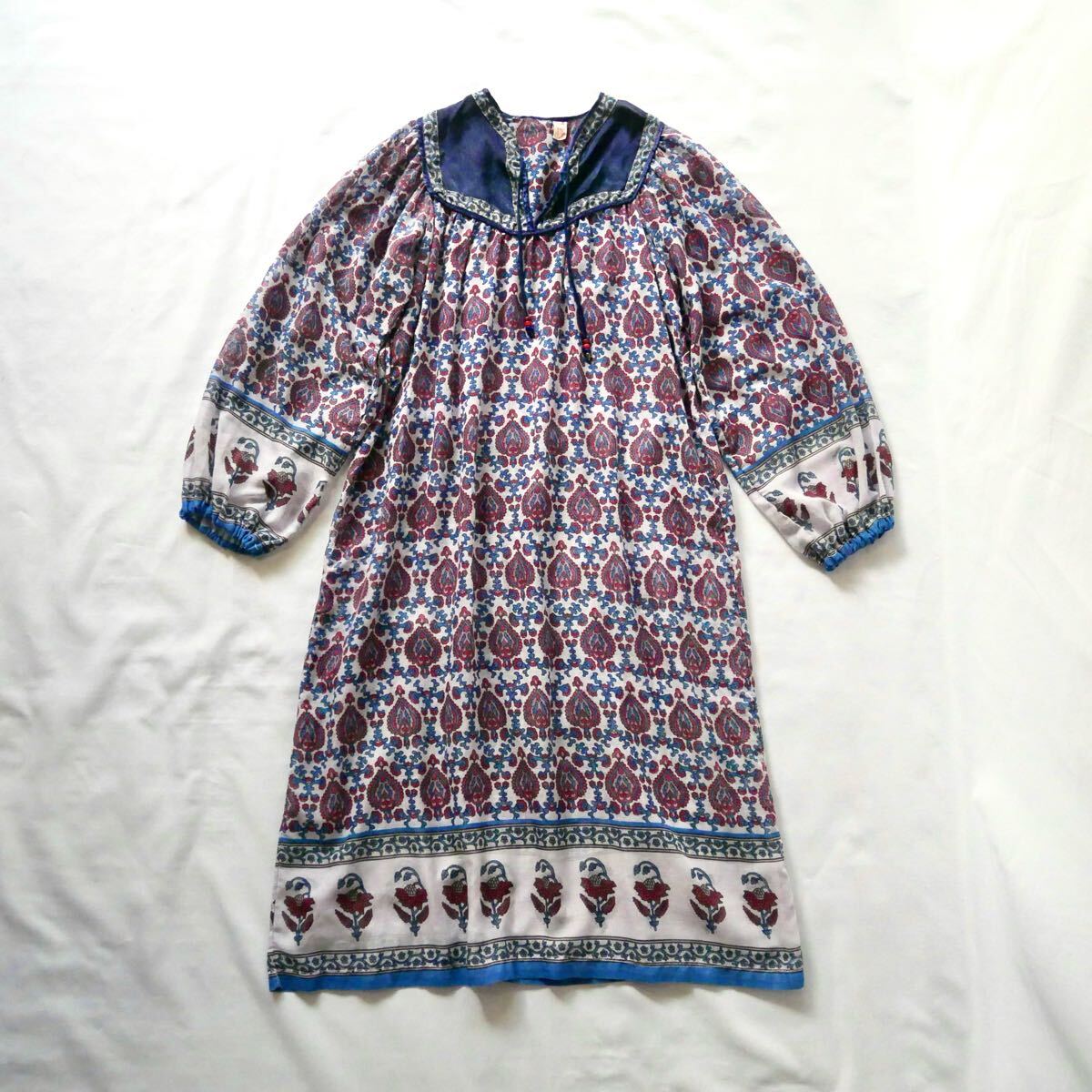 Made in Greece 70s vintage 100%cotton onepiece ギリシャ製　70年代ヴィンテージ　コットンワンピース　インド綿　古着　ビンテージ