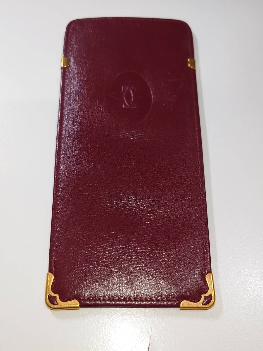 ★美品!! カルティエ Cartier マストライン ボルドー レザー ゴールド金具 眼鏡ケース メガネケース 使用期間僅か★