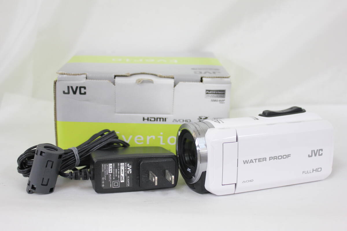 【返品保証】 【録画再生確認済み】JVC Everio WATER PROOF GZ-B800-W ホワイト 40x 元箱付き ビデオカメラ M6507