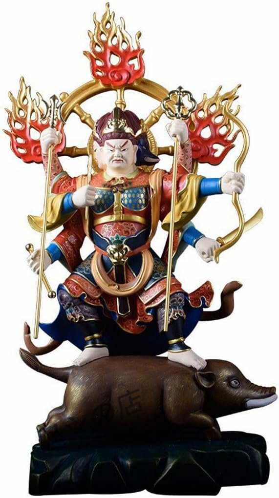 木彫りの仏像【摩利支天立像】68cm 樟木製 守り本尊 情報 極彩色 木彫り 置物