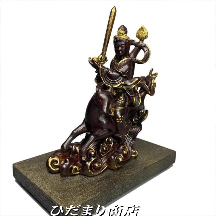 高級ツゲ材使用. 仏像 荼吉尼天 騎狐像 レトロカラー 桧木 荼枳尼天 稲荷神様 ダキニ天 木彫仏像 木彫り 木製