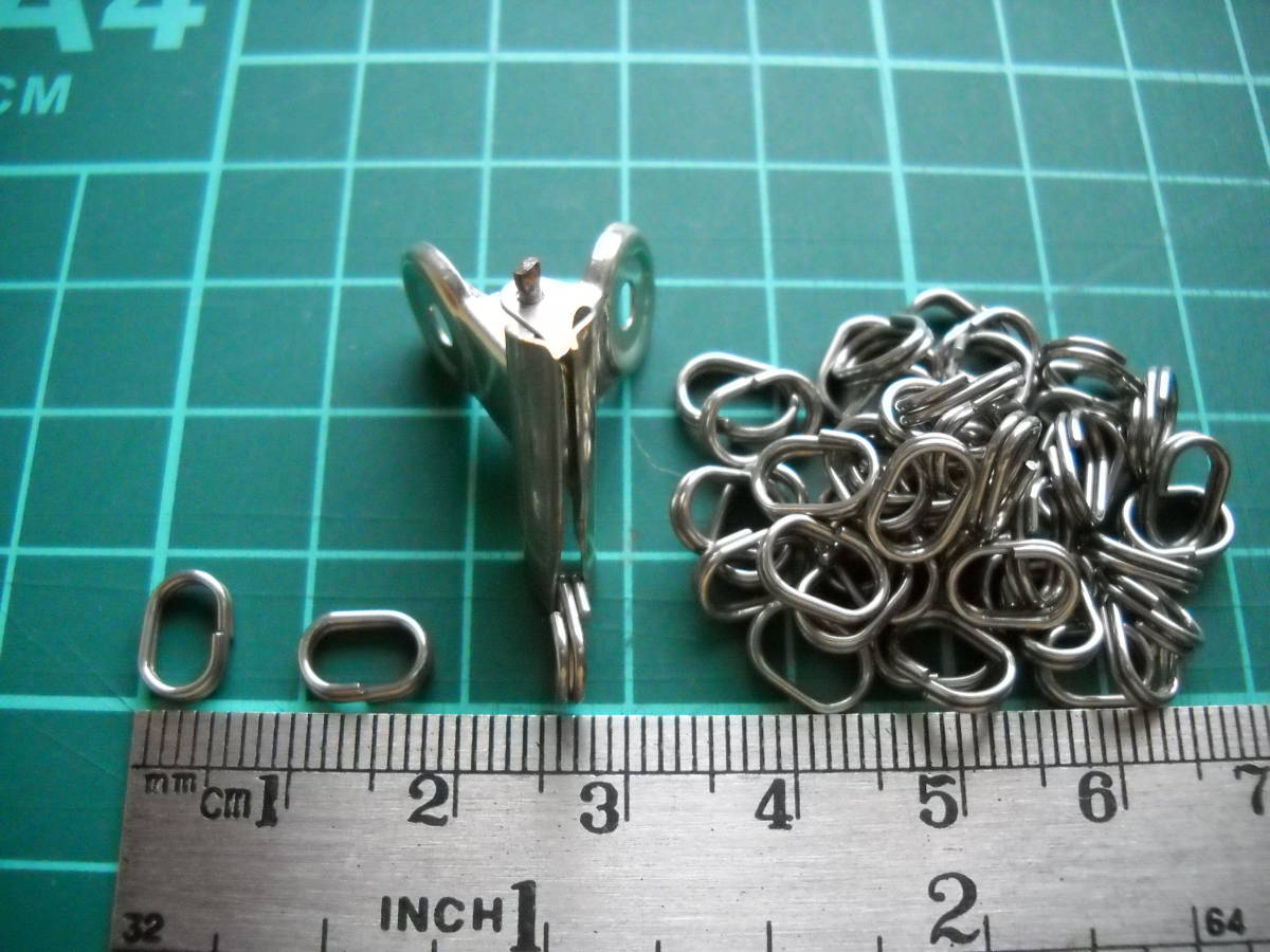 楕円スプリットリング 外径（ 縦）約8mm （ 横）5mm 50個 (ステンレス製)