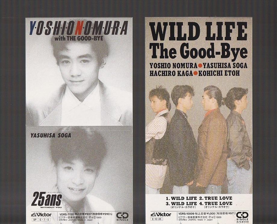 即決 2枚セット 送料込み 8cm SCD 廃盤 THE GOOD-BYE ザ・グッバイ 25ans / WILD LIFE 曾我泰久 野村義男 加賀八郎 衛藤浩一