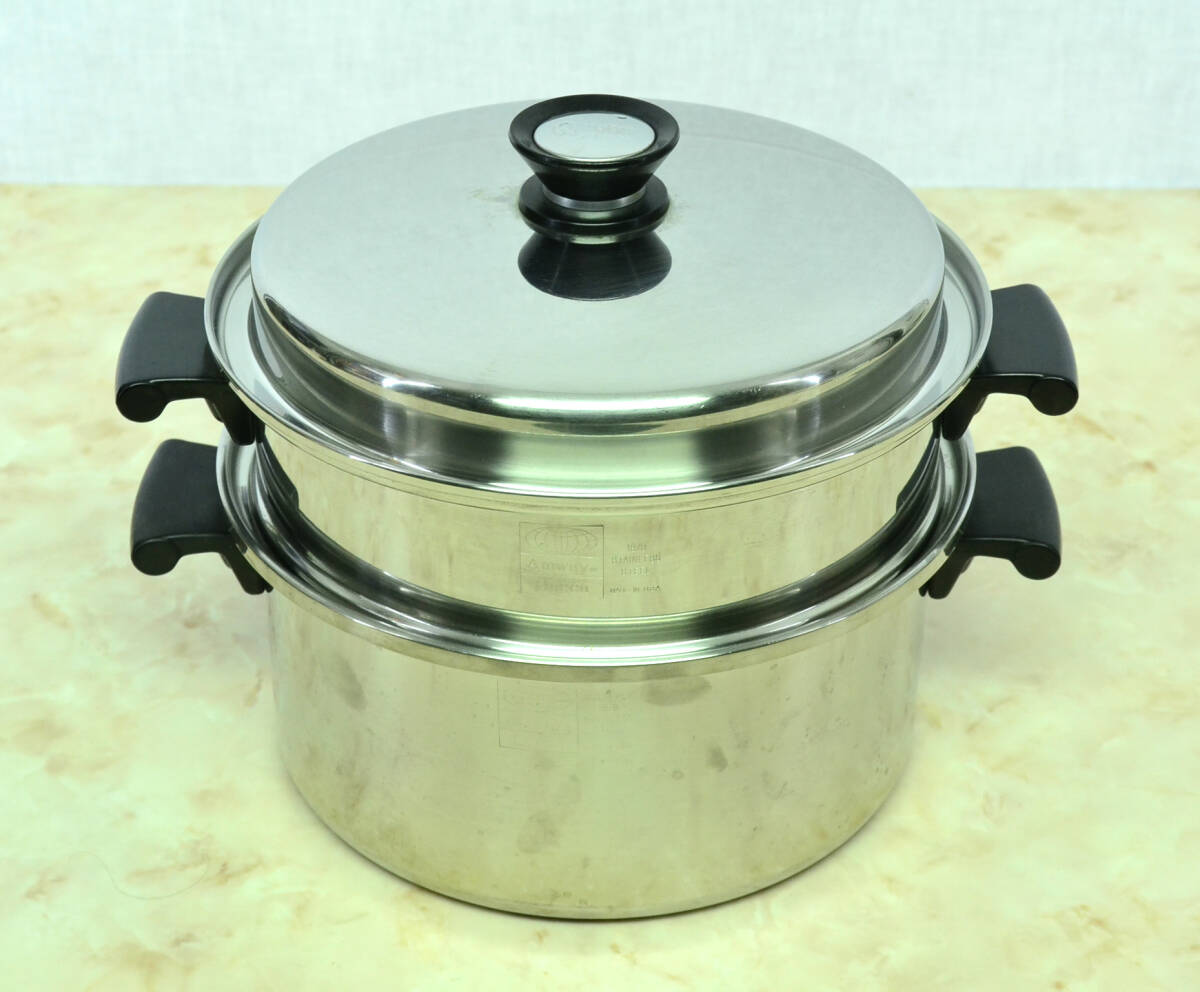 Amway Queen アムウェイクイーン シチューパンとスティーマー 蒸し器 両手鍋 フタ付 中古品