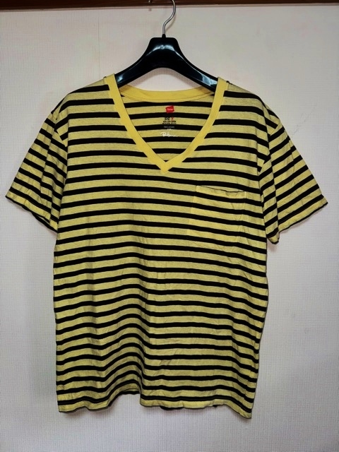 別注 コラボ 限定 ロンハーマン RON HERMAN ヘインズ ボーダー border ポケット付き Tシャツ 日本製 MADE IN JAPAN ポケT 春夏 ブラック