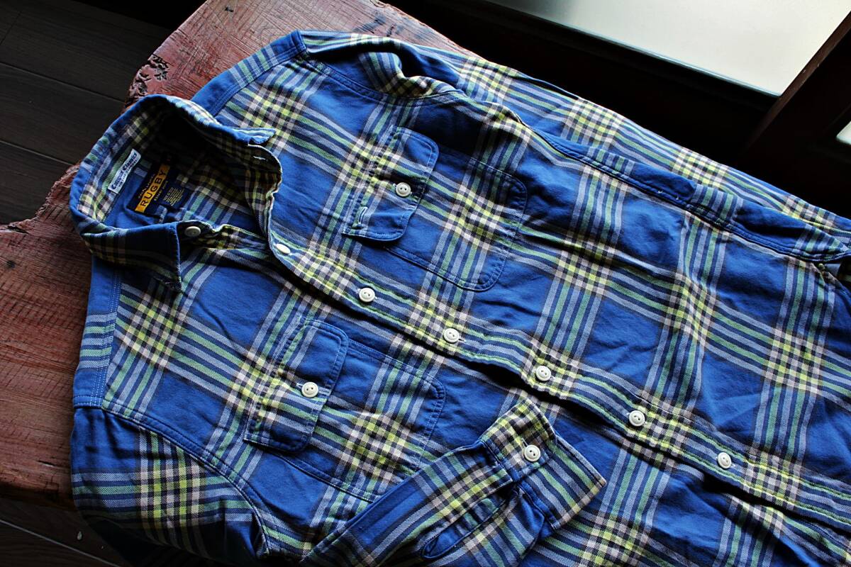 Ralph Lauren RUGBY★/　チェックネルシャツXS(日本人のS~Mサイズ) ブルーとイエローのチェック★ラルフローレンラグビー