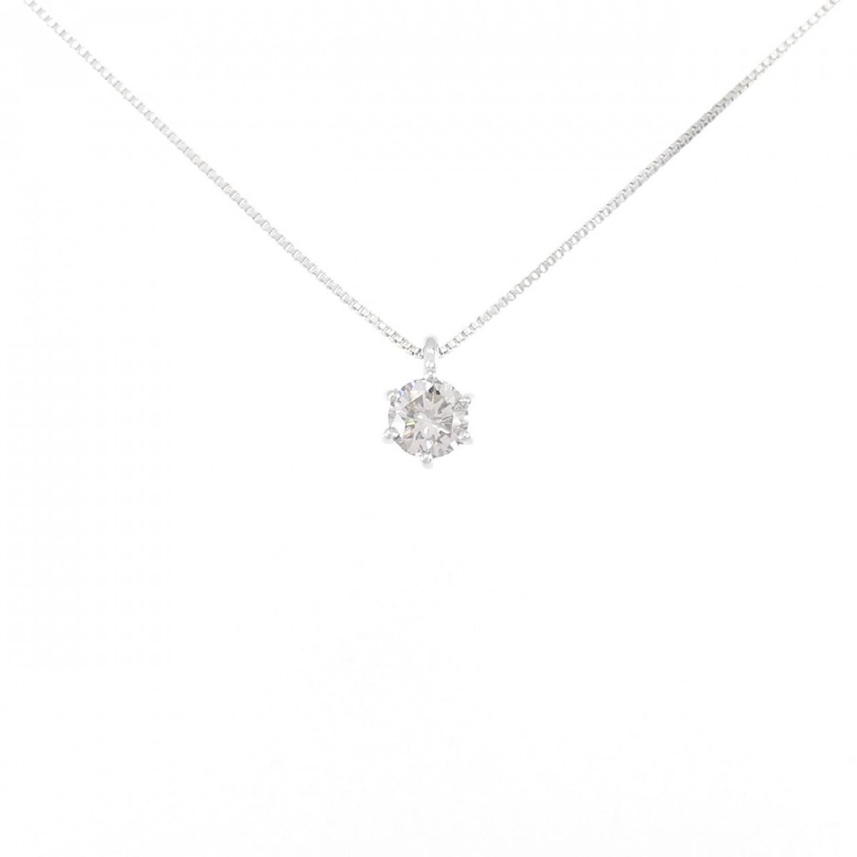 K18WG ソリティア ダイヤモンド ネックレス 0.15CT