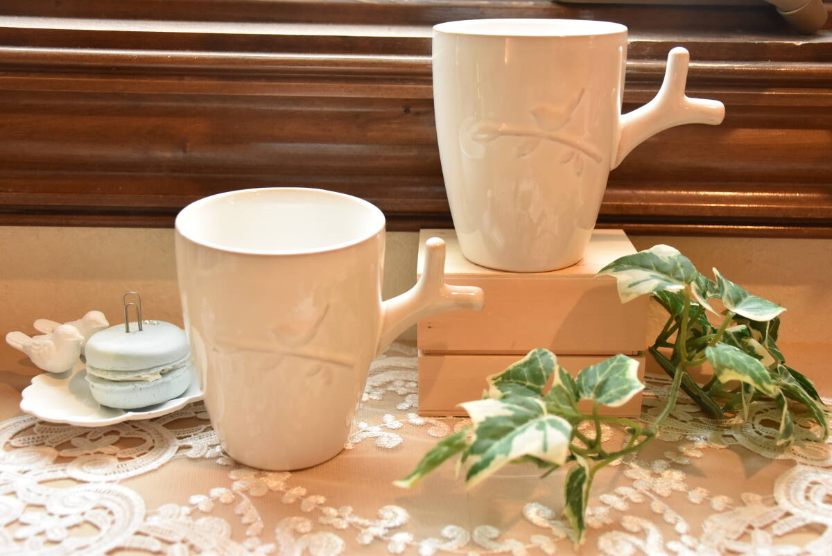 PAY1・G-A1*バード*マグカップ*2個セット*ペア*小鳥*コップ*ナチュラル*オフホワイト*インテリア*おしゃれ*北欧*おもてなし*ティータイム