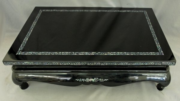花台 木製 螺鈿 漆塗 卓 置台 57cm×38.5ｃｍ 工芸品 中古品 螺鈿細工