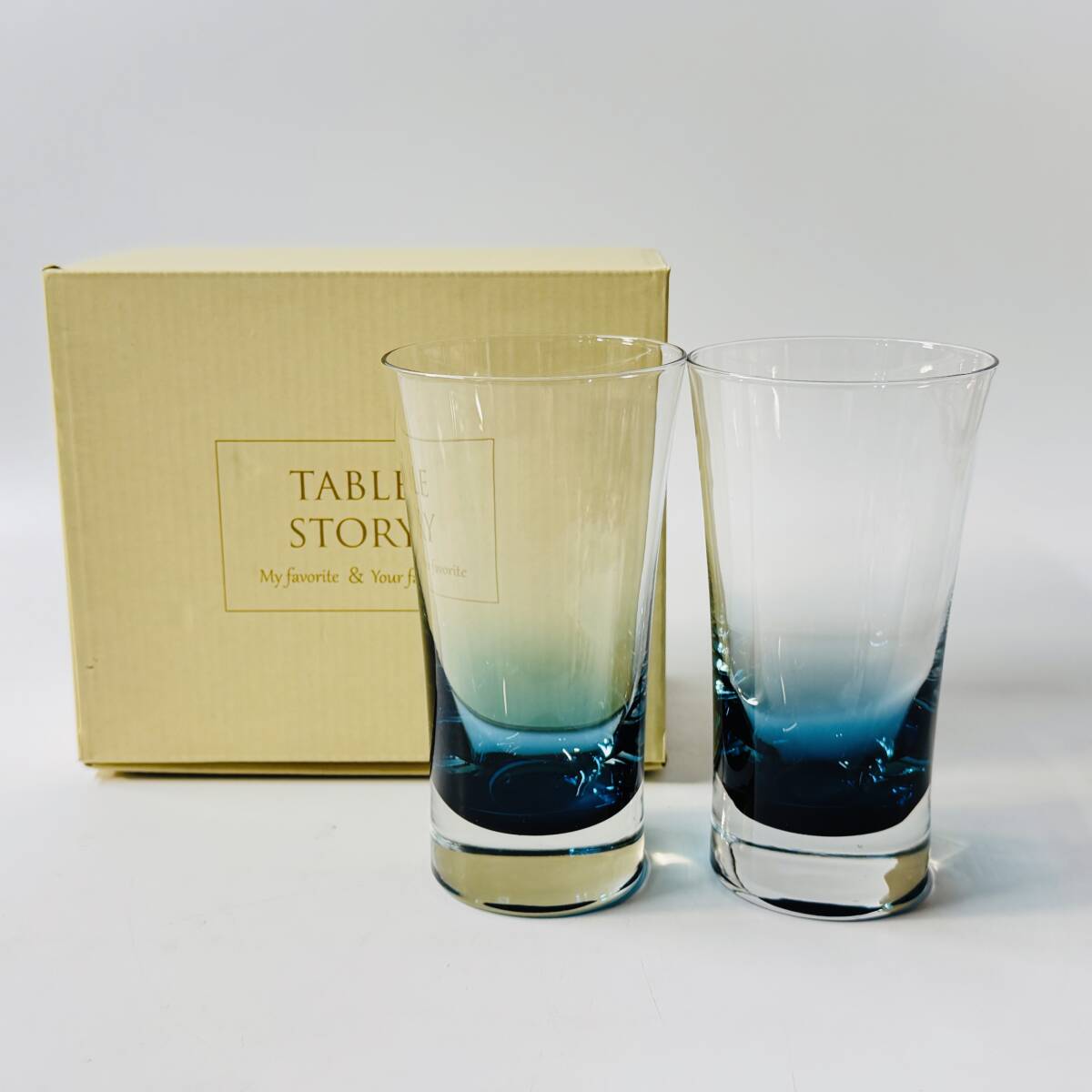 【61595Q】未使用 TABLE STORY テーブルストーリー 手づくり ガラスタンブラー カリブ グレートブルーホールカラー 気泡 経年保管品 現状品
