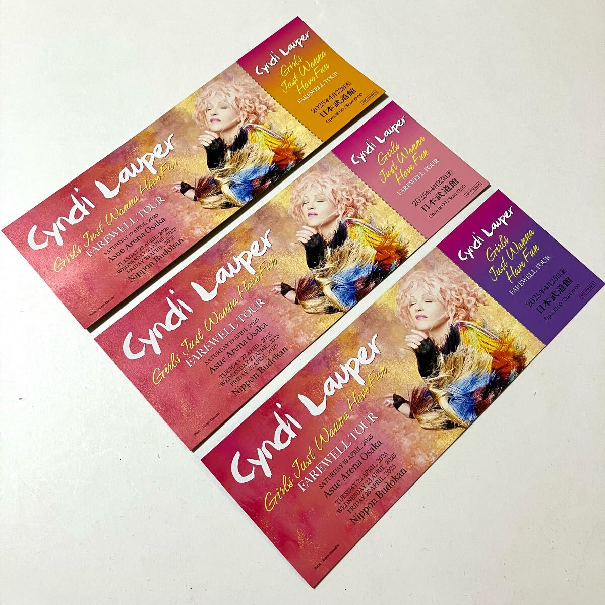 CYNDI LAUPER シンディ・ローパー Girls Just Wanna Have Fun Farewell Tour 記念チケット フライヤー 4/22.23.25 3枚セット flyer flier