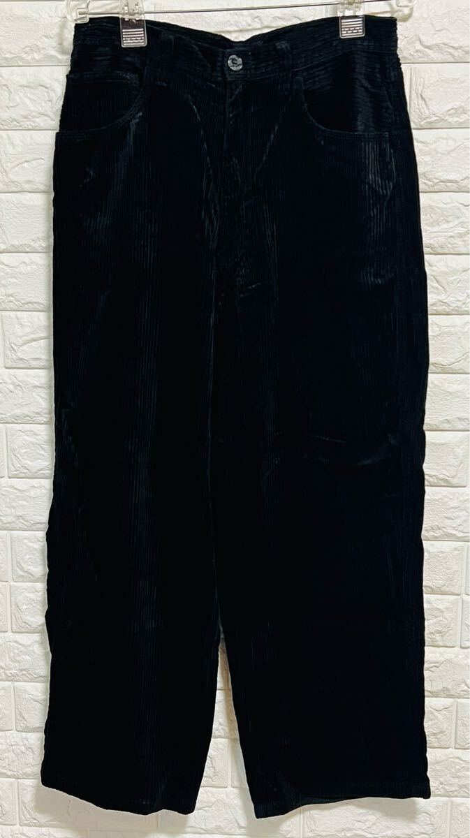 希少 入手困難品santa fe ブラックコーデュロイ プリーツパンツ 