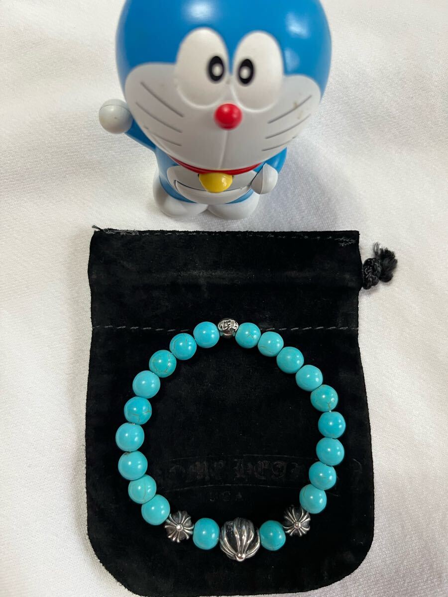 送料無料 CHROME HEARTS 8mm TURQUOISE BRACELET クロムハーツ 8mm ターコイズブレスレットをカスタムしました
