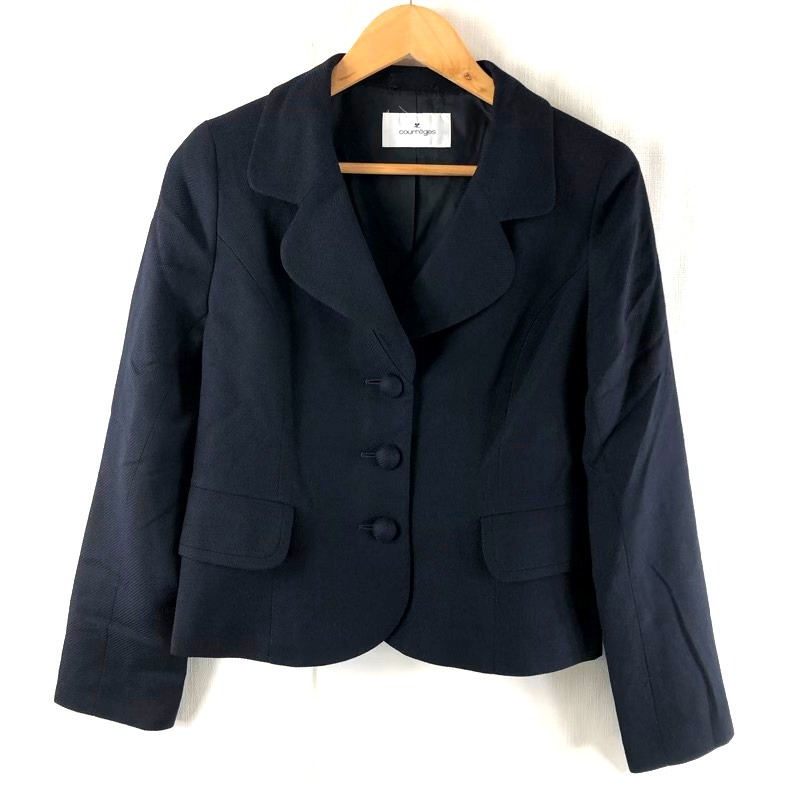 クレージュ Courreges ジャケット テーラード 日本製 裏地付き ネイビー 40サイズ 949889