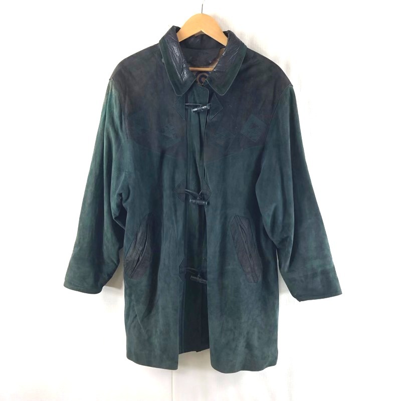 ムンペル MUNPER コート ダッフルコート スエード 柄 裏地付き 肩パッド スペイン製 深緑系 950285