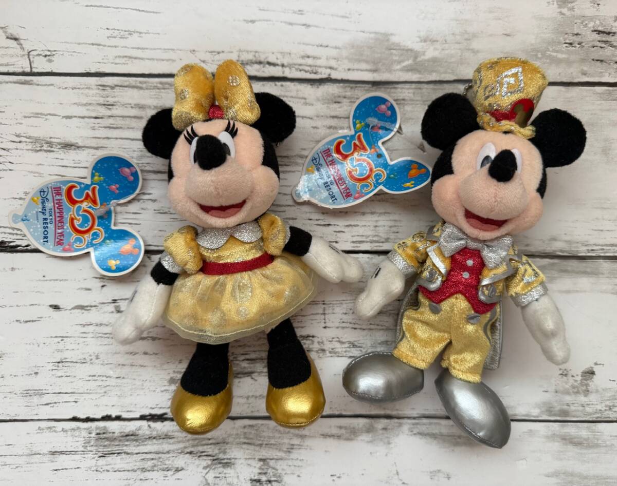 ディズニー★30周年★ハピネス・イズ・ヒア　ミッキー　ミニー　ぬいぐるみバッジ　レア
