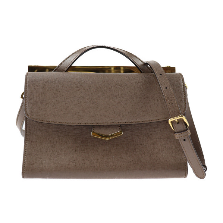 FENDI フェンディ デミ ジュール ピッコラ 8BT245 ハンドバッグ レザー ブラウン系 ゴールド金具 2W【本物保証】