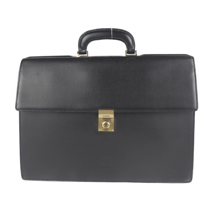 LOEWE ロエベ ブリーフケース 13-50.70.002-1579 ビジネスバッグ レザー ブラック ゴールド【本物保証】