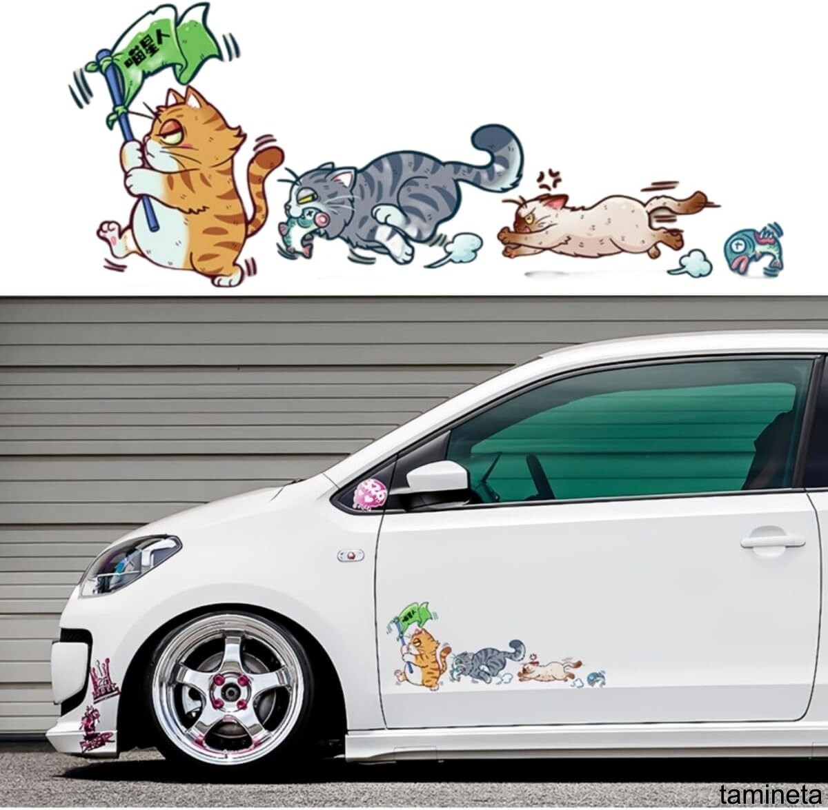 かわいい!! 猫のカーステッカー ビッグサイズ 大きい 60cm 車 カスタム ネコ好き 行進 バイク ノートPC 防水 ウィンドウデカール