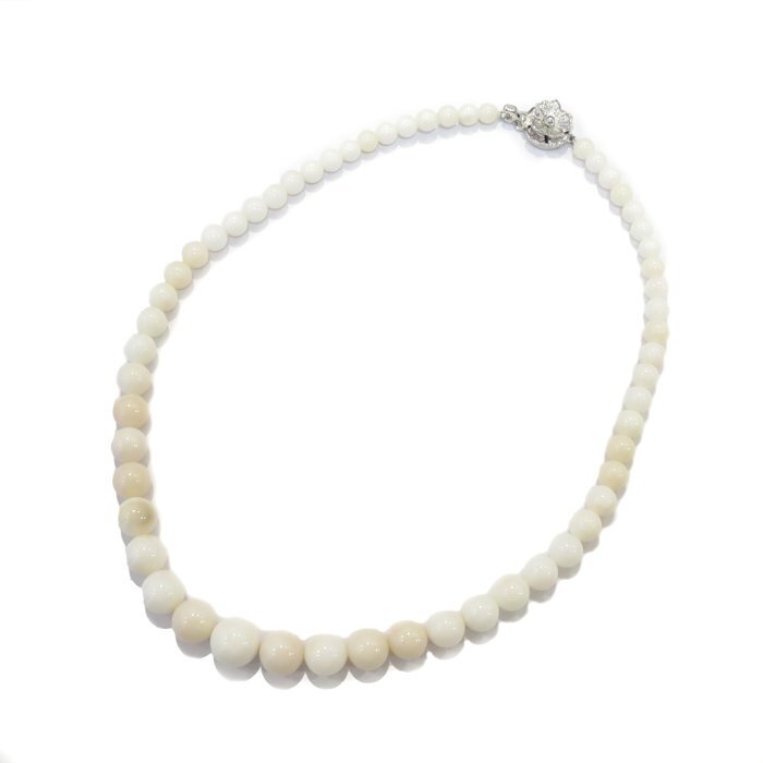 SV 珊瑚(サンゴ) 白さんご ネックレス 約5.5mm～11.0mm 36.4g ホワイト コーラル アクセサリー ジュエリー ソーティング 送料880円