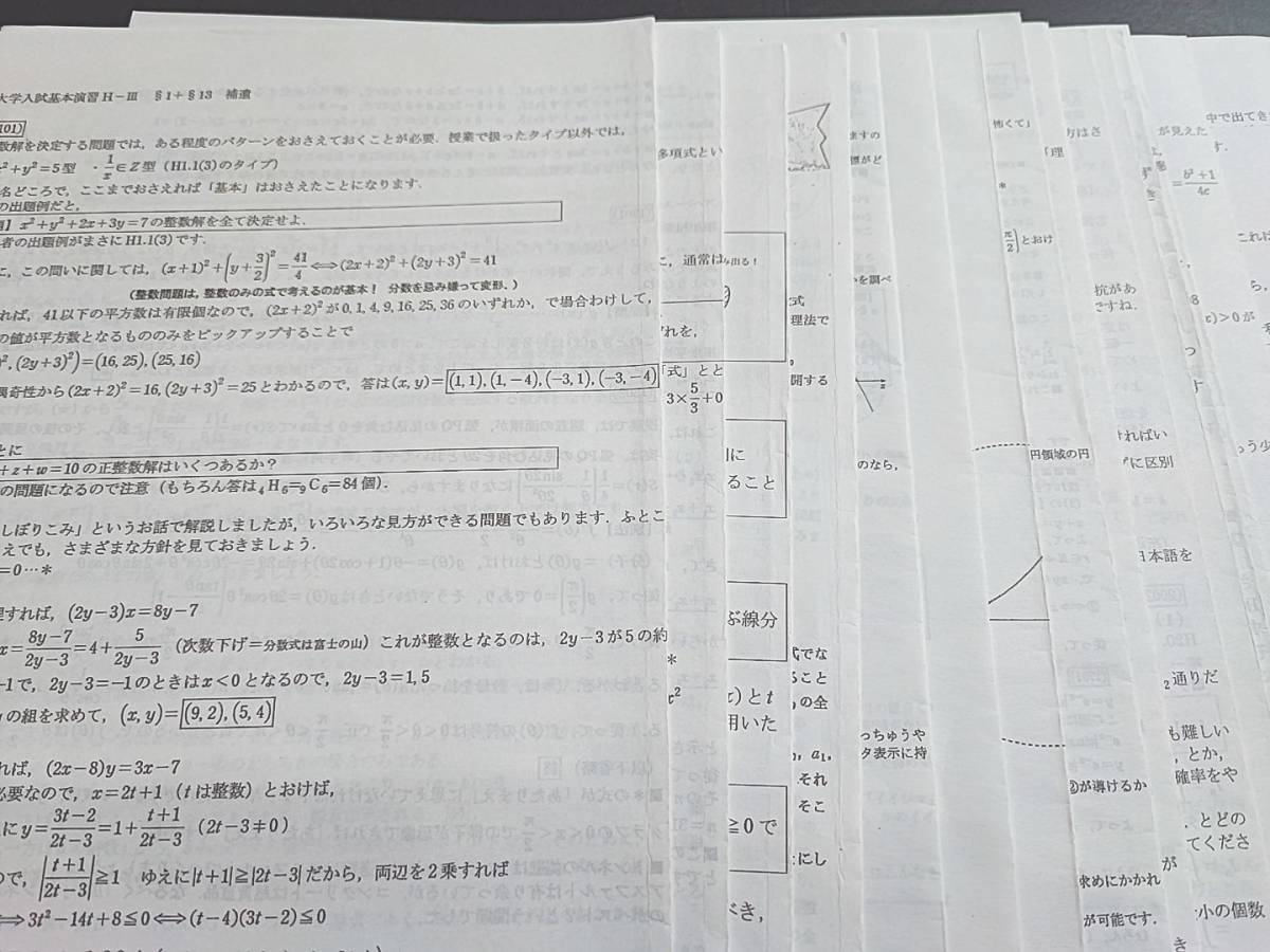 SEG　最上位クラス　大学入試基本演習H-Ⅲ　補助プリントフルセット　河合塾　駿台　Z会　東進 　鉄緑会