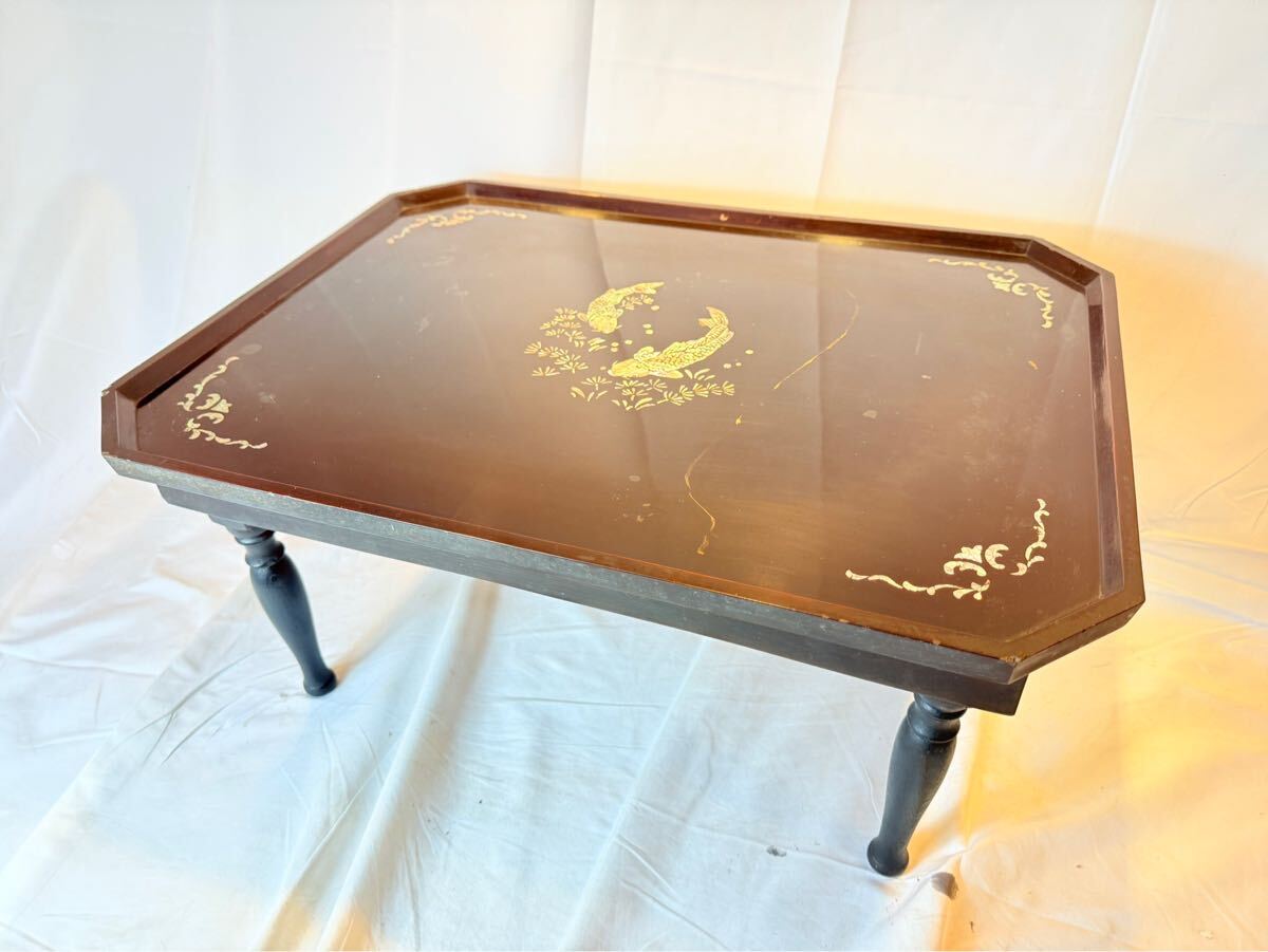 螺鈿 テーブル 座卓 螺鈿細工 ローテーブル 重厚 韓国工芸品 華 錦鯉　高級 アンティーク インテリア コレクション 