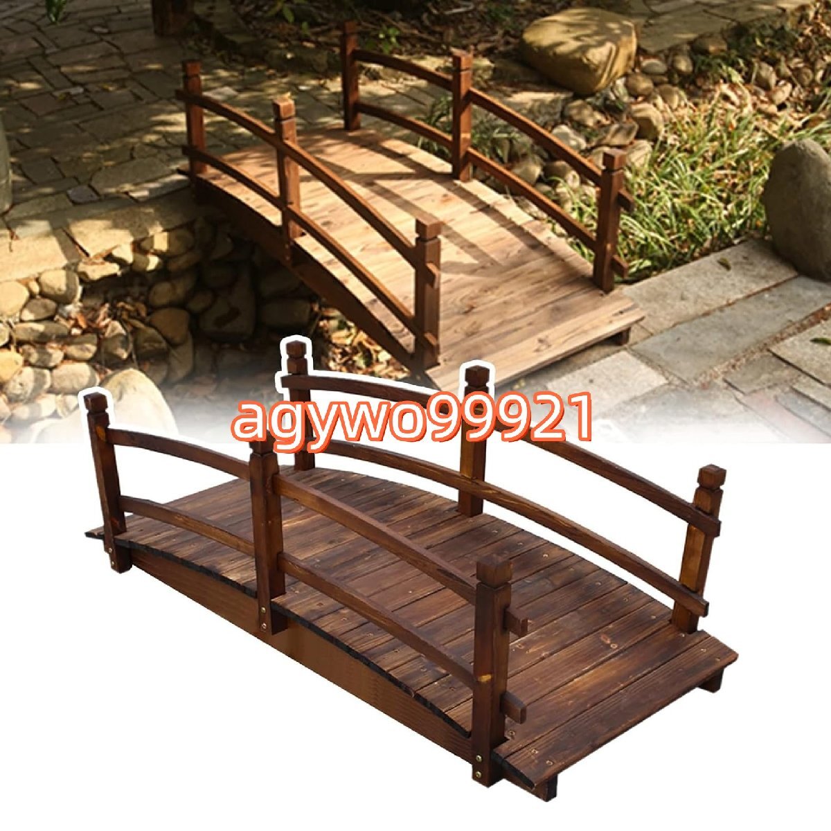 ガーデンブリッジ サイドレール付きの屋外池橋歩道 アーチ型歩道橋 素朴なガーデンブリッジ 耐荷重500kg 組み立て簡単