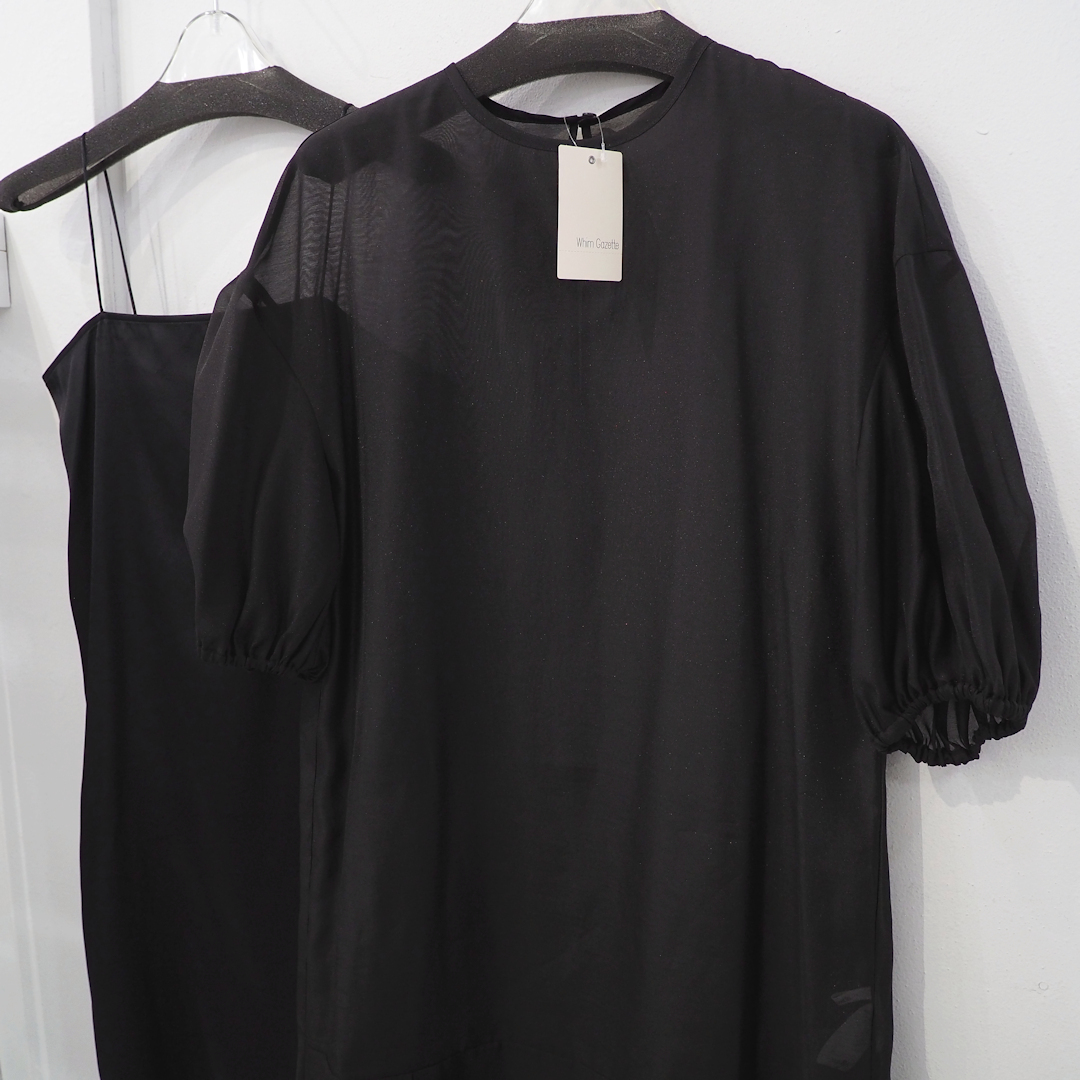 新品 定価41800円 ウィムガゼット 24ss シアー オーガンジー ワンピース 黒 ブラック M L ワンピ パーティー 二次会 ドレス オケージョン
