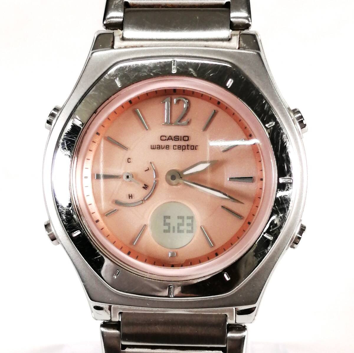稼働品 CASIO カシオ 腕時計 電波ソーラー LWA-M180 weve ceptor ウェーブ セプター ピンク文字盤 