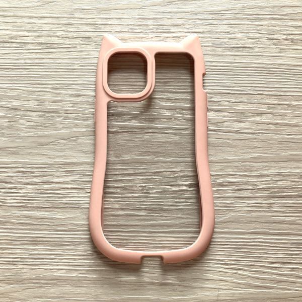 iPhone 12　ソフトケース　ピンク　 カバー TPU　猫耳　ストラップホール　管理146-7