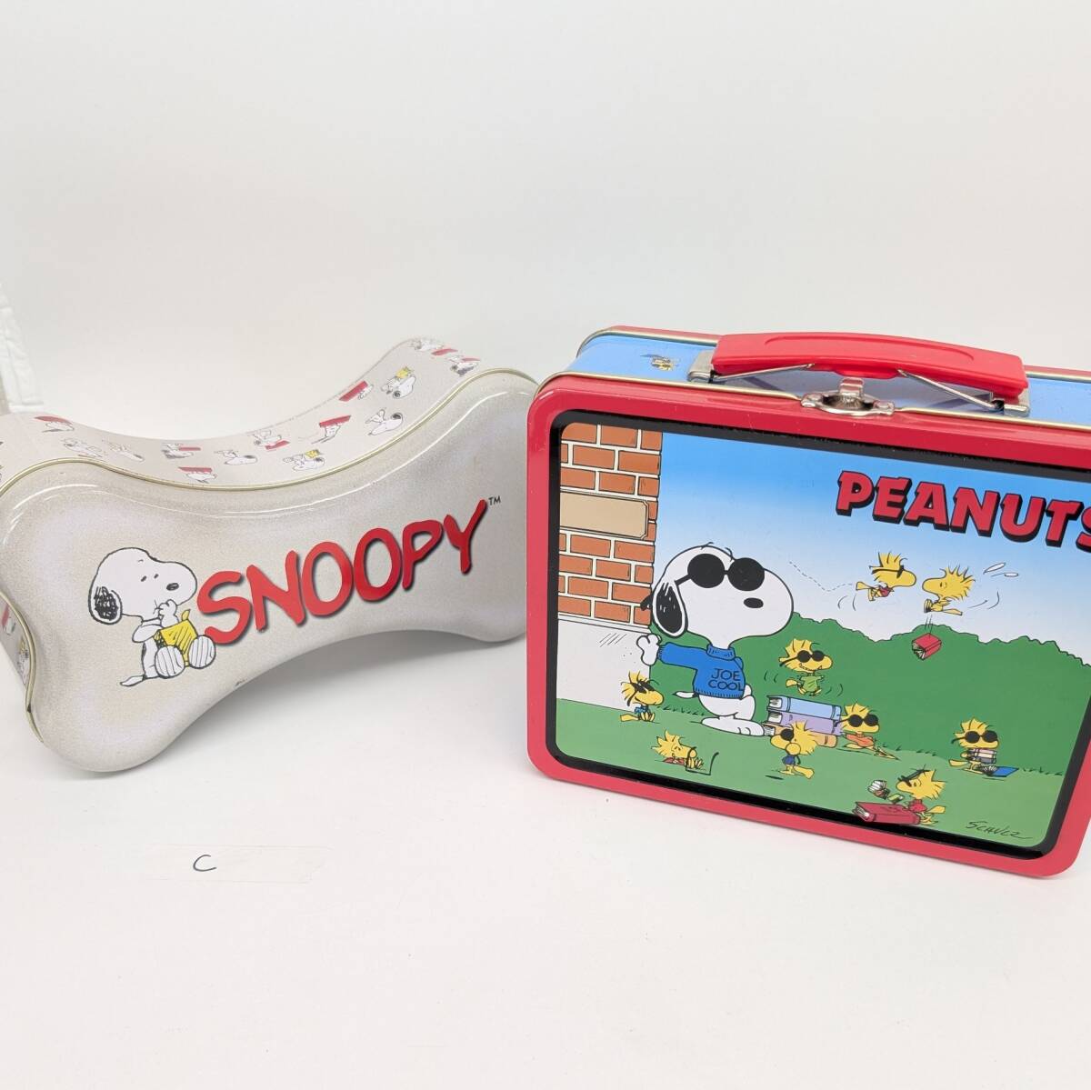 スヌーピー peanuts ランチボックス ブリキ 缶 ヴィンテージ 骨型　C
