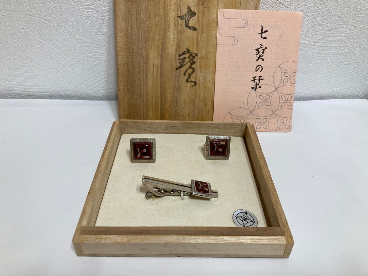 七宝焼 　ネクタイピン　 カフスボタン　ケース入り　栞付き
