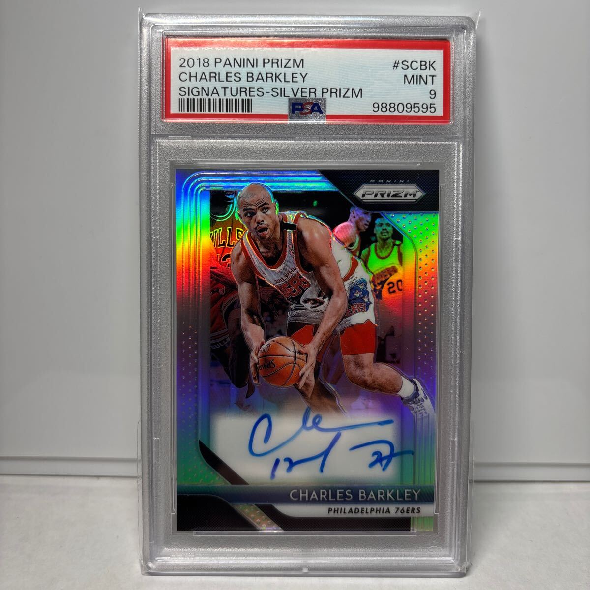【 PSA 9 】Charles Barkley Silver Prizm 直書き Auto サイン 2018-19 Panini NBA Prizm