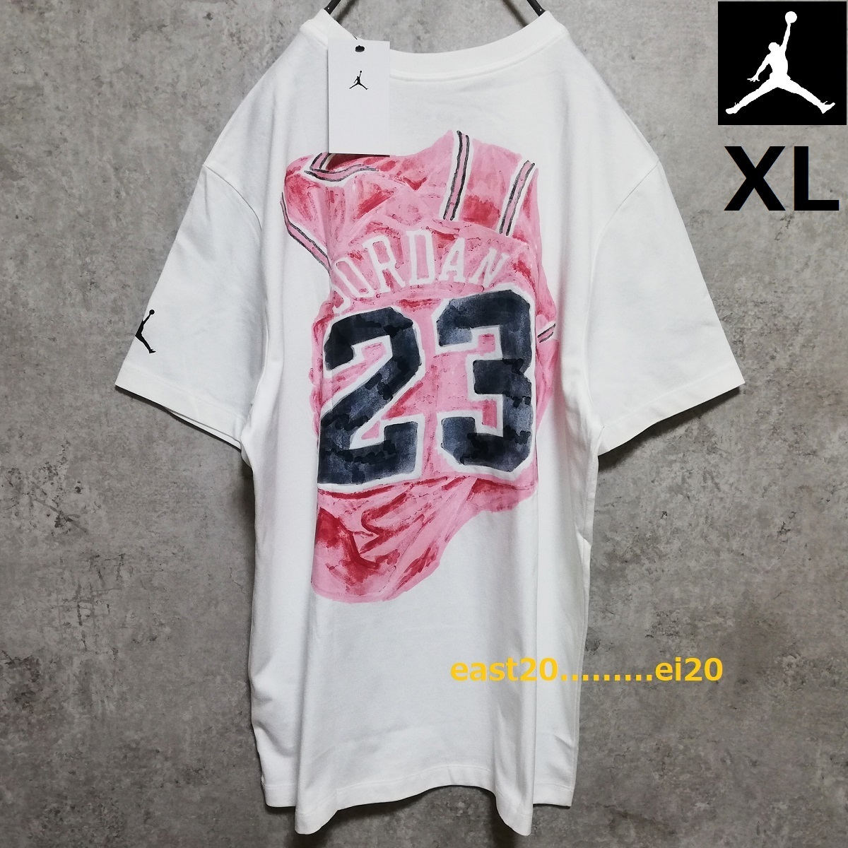 新品 NIKE JORDAN FLIGHT MVP JUMPMAN ナイキ ジョーダン フライト シカゴ ユニフォーム 水彩画 イラスト 半袖 Tシャツ XL 未使用 送料無料