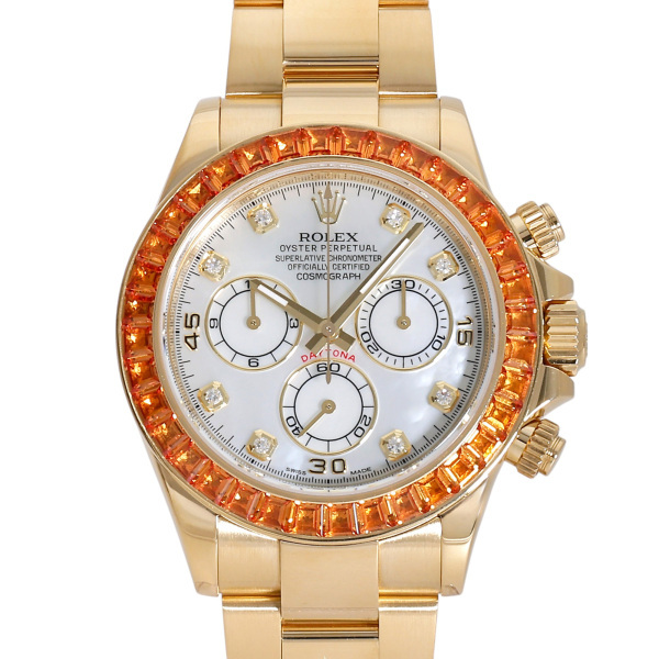 ロレックス ROLEX コスモグラフ デイトナ オレンジサファイア 116578SACO ホワイト/8PD文字盤 中古 腕時計 メンズ