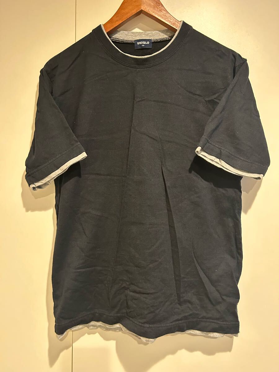 ユニクロ Tシャツ メンズ サイズM ブラック グレー UNIQLO 古着