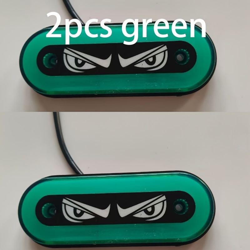 2個セット LED デビルアイライト サイドマーカー 装飾 車用 12-24V 防水 LEDライト グリーン 緑 明るい 11.5cm バイク 配線付き t6454