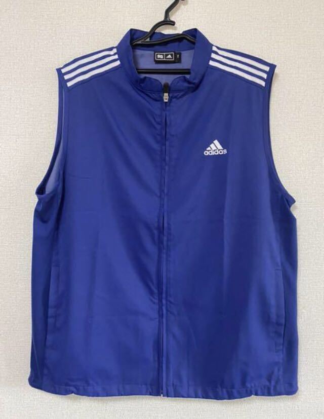 アディダス★ゴルフ★ベスト☆ブルー×ホワイト★サイズ L☆良品★美品★☆
