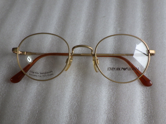 未使用　EMPORIO ARMANI　エンポリオ・アルマーニ　008 852　47ｍｍ　ゴールド系　丸めがね　イタリア製　ｖ053116