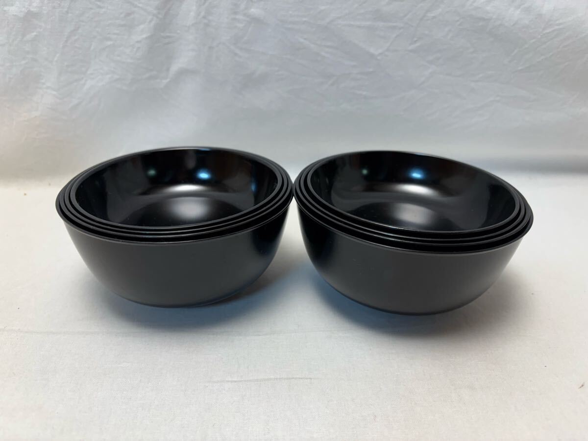 K04017 未使用 懐石道具 四つ碗 応量器 2客セット 黒塗 茶道具 吸い物椀 雑煮椀 汁椀 雑煮椀 小丸椀 和食器 箱無