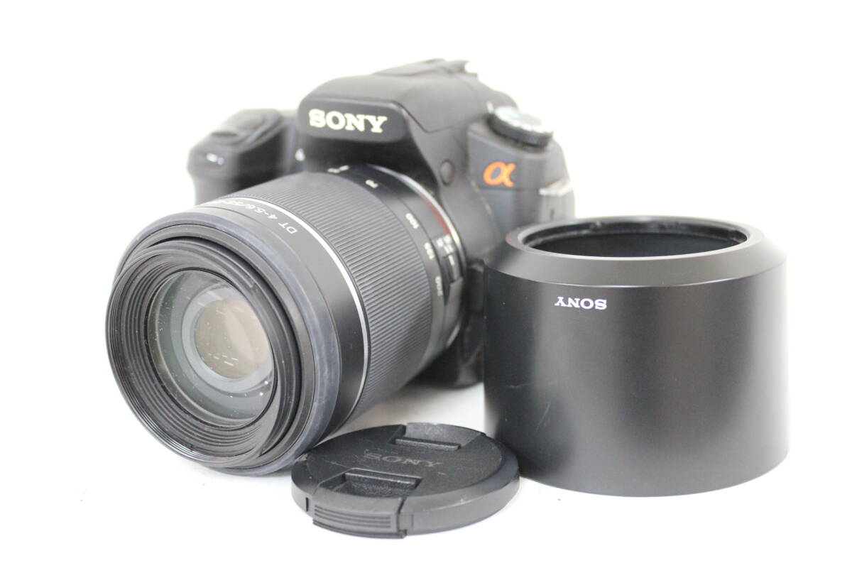 【返品保証】 ソニー SONY α DSLR-A350 DT 55-200mm F4-5.6 SAM フード付き デジタル一眼 M6467