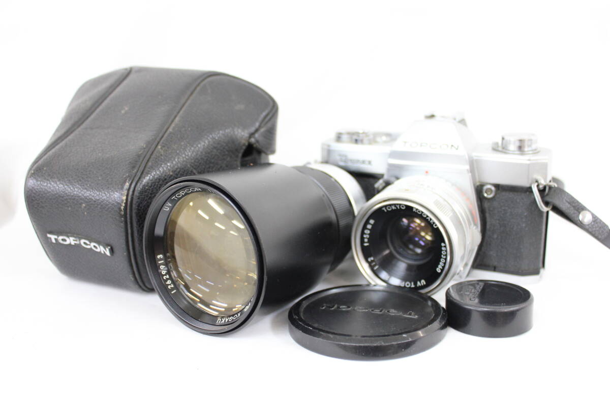 【訳あり品】 TOPCON UNIREX UV TOPCOR 50mm F2 UV TOPCOR 200mm F4 ケース付き ボディレンズセット M6478