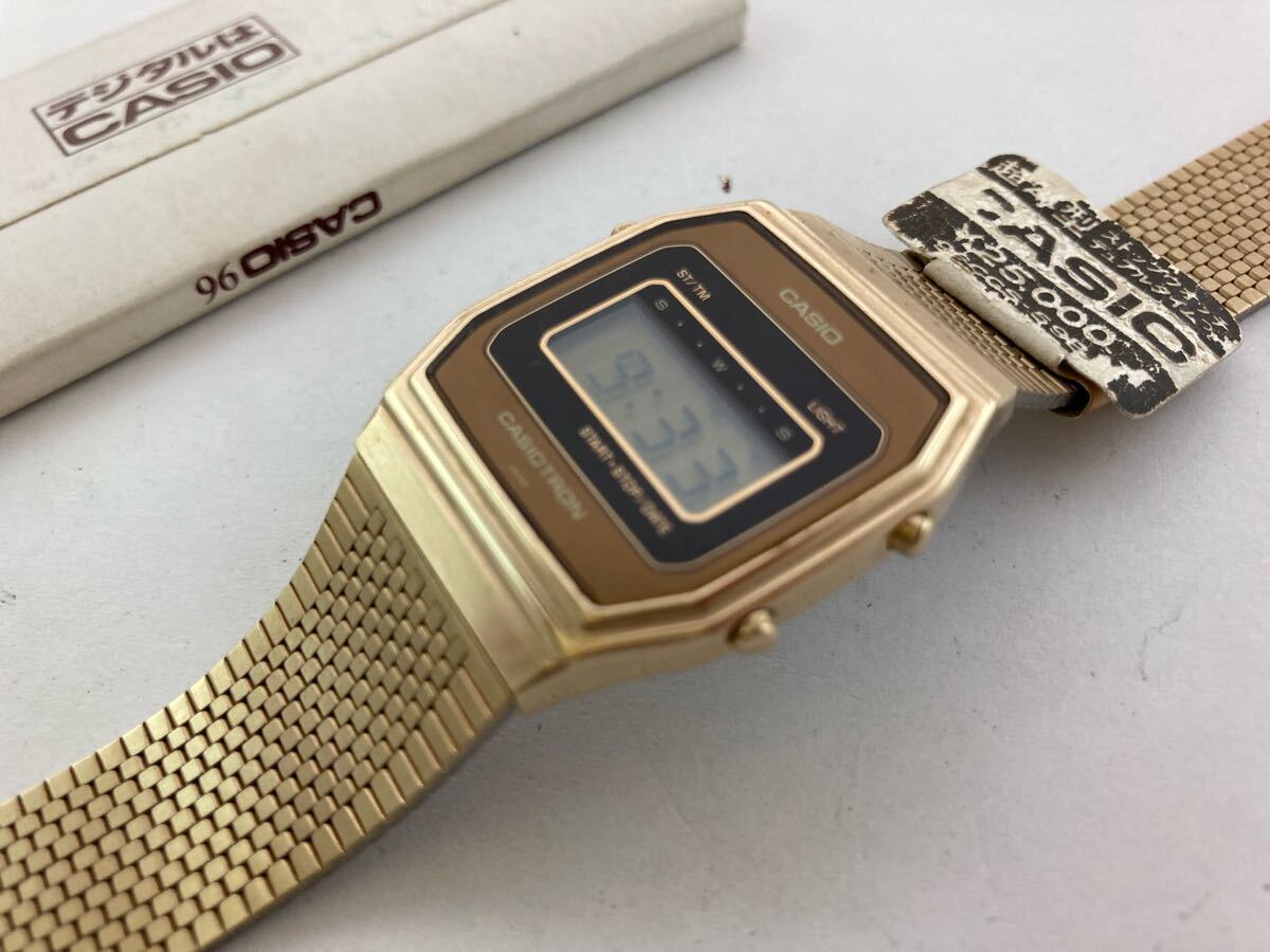 CASIO デジタル カシオ 腕時計 レトロ カシオトロン TRON メンズ 未使用品 96CGS-56 取説付 金メッキ 当時物 超薄型 デュアルタイム sw
