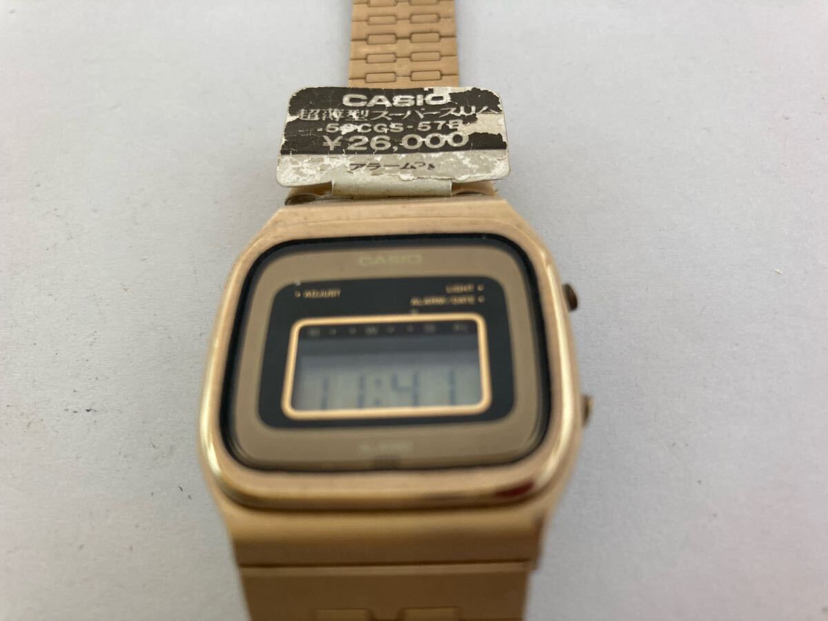 CASIO カシオトロン 腕時計 カシオ CASIOTRON デジタル クオーツ 未使用品 59CGS-57 取説 保管品 スーパースリム 当時物 アラーム 金メッキ