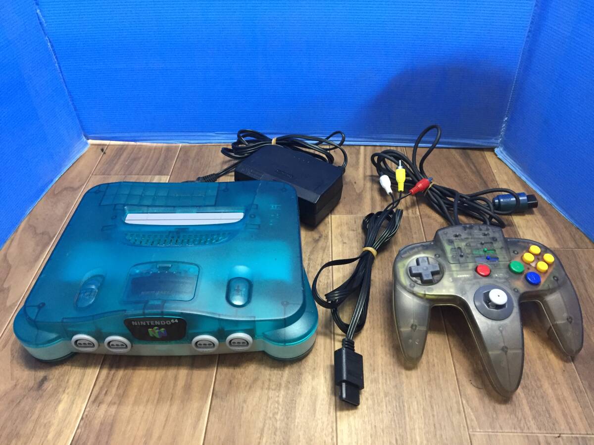 任天堂６４ファミコン本体・コントローラー1個・AVケーブル・アダプター中古品6391