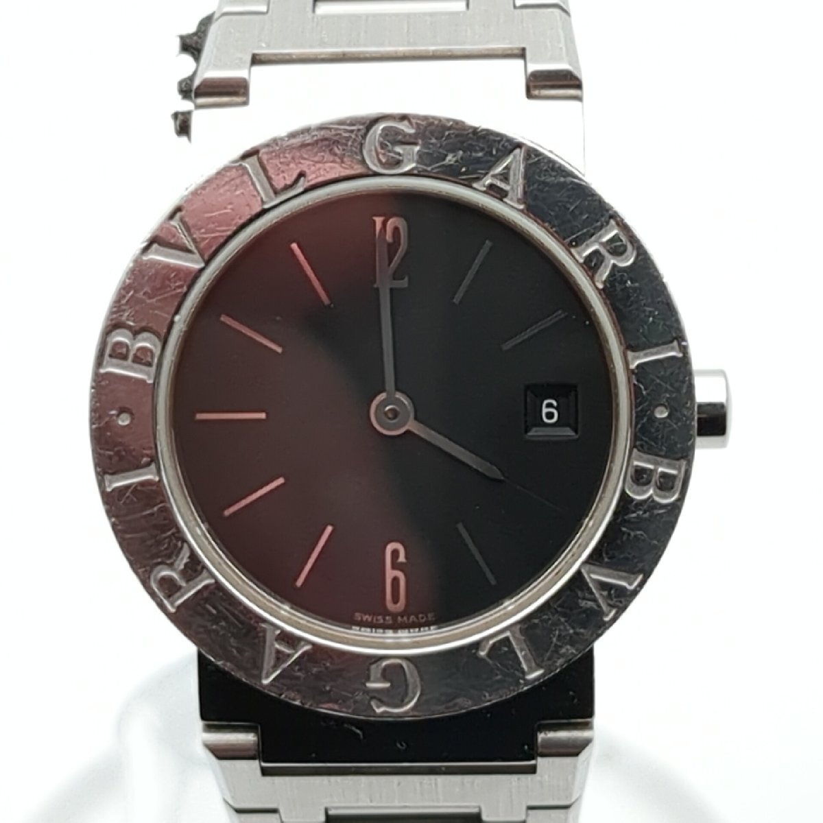  BVLGARI ブルガリ ブルガリブルガリ BB26SSD 腕時計 クォーツ 動作品 レディース 黒文字盤 デイト 中古