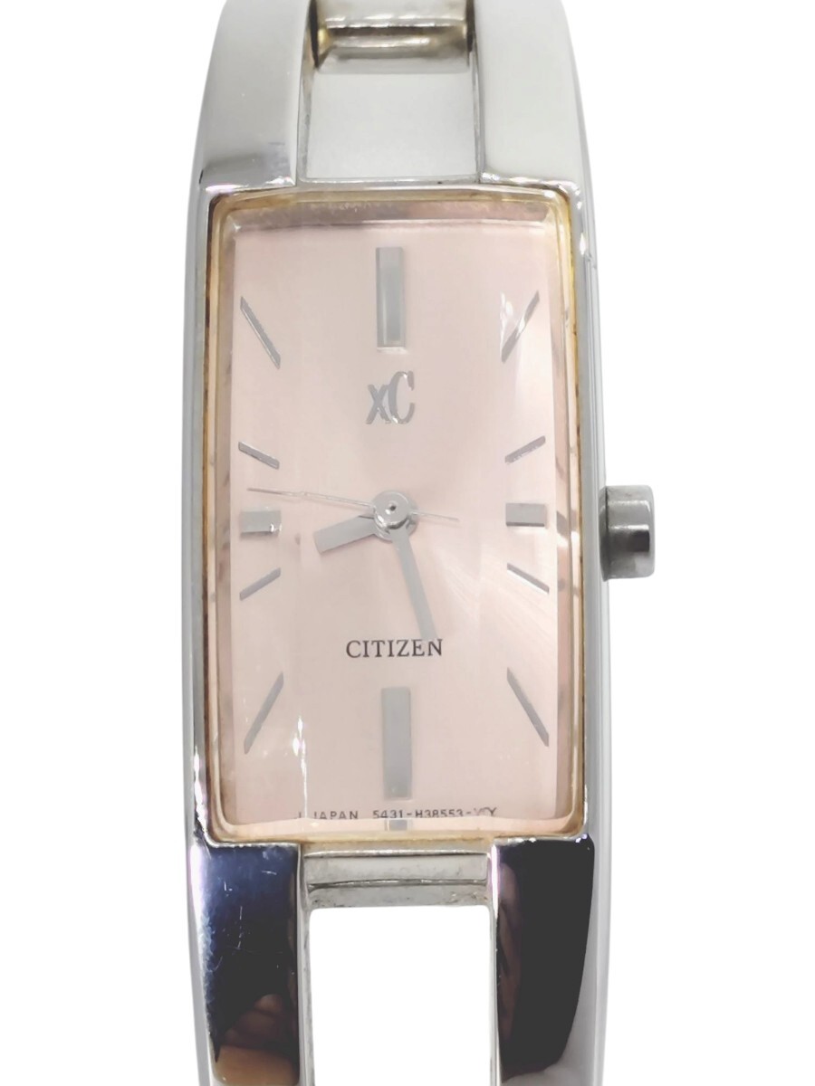 【電池交換済】CITIZEN シチズン XC クロスシー 5431-H22684 3面カットガラス ブレスウォッチ ピンク文字盤 中古動作品 本体のみ
